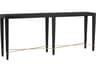 Verona Rectangular Wood Black Lacquered Linen Champagne Console Table