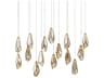 Glace 15-Light Painted Silver Antique Brass Glass Island Pendant