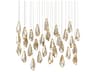 Glace 30-Light Painted Silver Antique Brass Glass Island Pendant