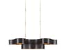 Grand Lotus 6-Light Satin Black Contemporary Gold Leaf Linear Island Pendant
