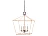 Denison 4-Light Mole Black Natural Rattan Lantern Chandelier