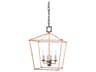 Denison 4-Light Mole Black Natural Rattan Brown Lantern Chandelier