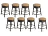 Backless Cast Aluminum Round Counter Height Swivel Stool with Seat Cushion Set of 8