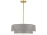 Everly 4-Light Aged Brass Grey Drum Tiered Pendant