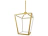 Cage 12-Light Aged Brass White Geometric Lantern Pendant