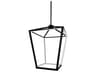 Cage 12-Light Matte Black White Geometric Lantern Pendant