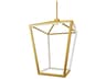 Cage 12-Light Aged Brass White Geometric Lantern Pendant