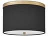 Frederica 2-Light Black Aged Brass Drum Flush Mount