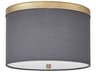 Frederica 2-Light Grey Aged Brass Drum Flush Mount