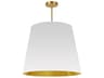 Oversized Drum 1-Light Aged Brass White Pendant