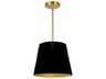 Oversized Drum 1-Light Black Aged Brass Gold Pendant