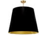 Oversized Drum 1-Light Black Aged Brass Gold Pendant