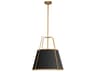 Trapezoid 3-Light Gold Black Drum Pendant