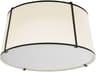 Trapezoid 3-Light Black Off White Drum Flush Mount