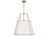 Trapezoid 3-Light Gold White Drum Pendant