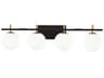 Vivaldi 4-Light Matte Black Aged Brass Vanity Light