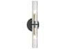Wand 2-Light Matte Black Aged Brass Wall Sconce