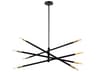 Wand 8-Light Matte Black Aged Brass Linear Chandelier