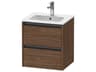 Ketho.2 item 20" Two Drawer Walnut (Dark) Matt Wall-Mounted Vanity Unit