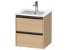 Ketho.2 item 20" Two Drawer Natural Oak Matt Wall-Mounted Vanity Unit