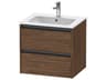 Ketho.2 item 24" Two Drawer Walnut (Dark) Matt Wall-Mounted Vanity Unit