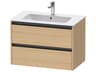 Ketho.2 item 32" Two Drawer Natural Oak Matt Wall-Mounted Vanity Unit