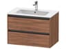 Ketho.2 item 32" Two Drawer Walnut Matt Wall-Mounted Vanity Unit