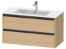 Ketho.2 item 40" Two Drawer Natural Oak Matt Wall-Mounted Vanity Unit