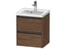 Ketho.2 item 19" Two Drawer Walnut (Dark) Matt Wall-Mounted Vanity Unit