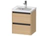 Ketho.2 item 19" Two Drawer Natural Oak Matt Wall-Mounted Vanity Unit