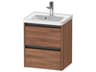 Ketho.2 item 19'' Two Drawer Walnut Matt Wall-Mounted Vanity Unit