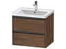 Ketho.2 item 25" Two Drawer Walnut (Dark) Matt Wall-Mounted Vanity Unit