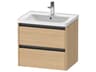 Ketho.2 item 25" Two Drawer Natural Oak Matt Wall-Mounted Vanity Unit