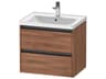 Ketho.2 item 25'' Two Drawer Walnut Matt Wall-Mounted Vanity Unit