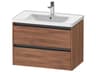 Ketho.2 item 31'' Two Drawer Walnut Matt Wall-Mounted Vanity Unit