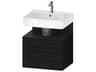 Qatego 23'' Oak Black Matt Wall-Mounted Vanity Unit