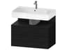 Qatego 31'' Oak Black Matt Wall-Mounted Vanity Unit