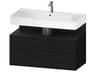 Qatego 39'' Oak Black Matt Wall-Mounted Vanity Unit