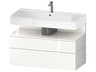 Qatego 39'' White High Gloss Wall-Mounted Vanity Unit