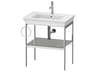 White Tulip 27'' Stone Gray Satin Matt Metal Console Vanity Unit - Left Side Towel Ring