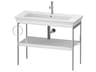 White Tulip 39'' White High Gloss Metal Console Vanity Unit - Left Side Towel Ring