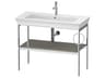 White Tulip 39'' Stone Gray Satin Matt Metal Console Vanity Unit - Right Side Towel Ring