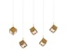 Ice Cube 5-Light Aged Brass Geometric Island Pendant