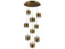 Banded 9-Light Aged Brass Pendant