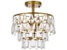 Mila 3-Light Brass Crystal Semi Flush Mount
