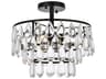 Mila 3-Light Black Crystal Semi Flush Mount