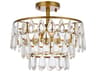 Mila 3-Light Brass Crystal Semi Flush Mount