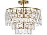 Mila 3-Light Brass Crystal Semi Flush Mount