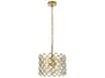 Lyla 3-Light Brass Crystal Drum Pendant