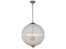 Olivia 5-Light French Gold Clear Crystal Round Pendant